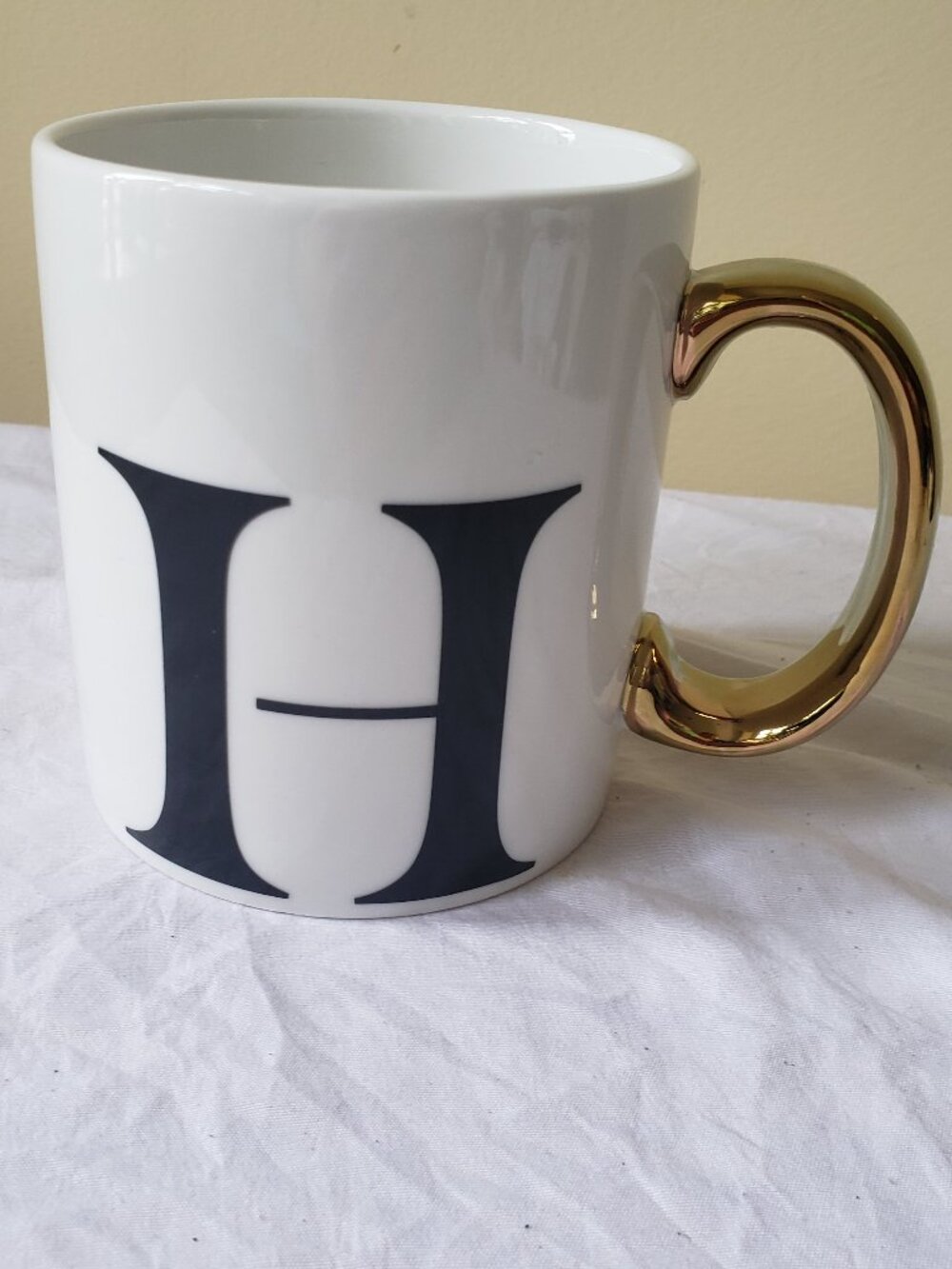 NWT INDIGO -  H Initial Mug With Gold Handle
